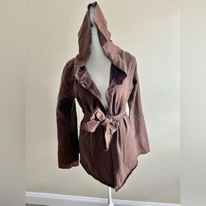 Cottagecore Goblincore Hooded Open Front Wrap “Jingo” Sweatshirt Lucky Brand L